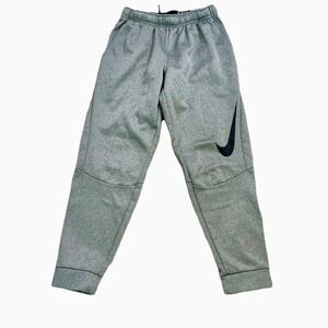 Nike Dri Fit Men Teens Athletic Jogger Sweatpants Gray Sz M Big Swoosh 28x28 EUC